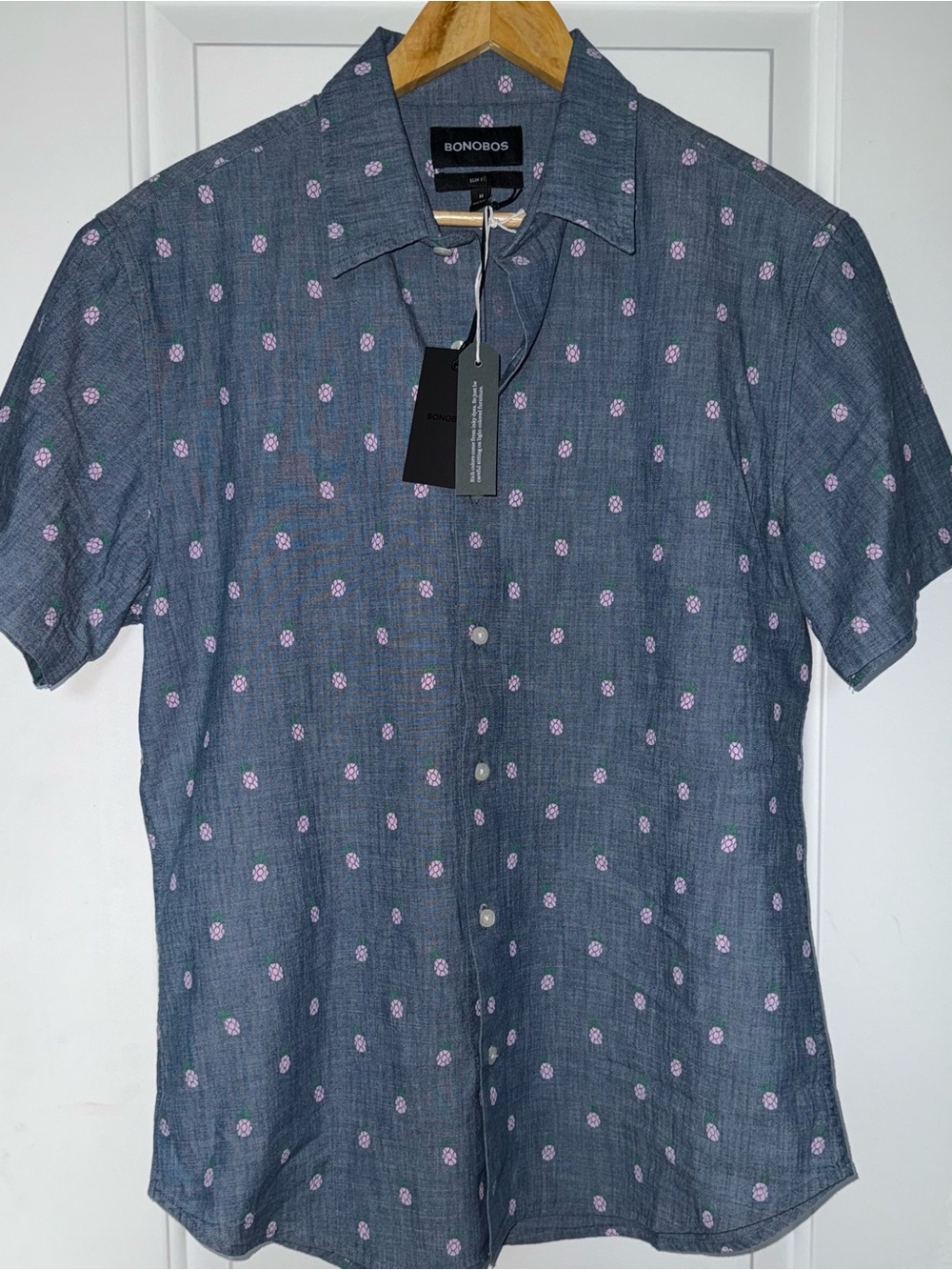Bonobos NWT Riviera Slim Fit Button-Down in Chambray "Pineapple Party"